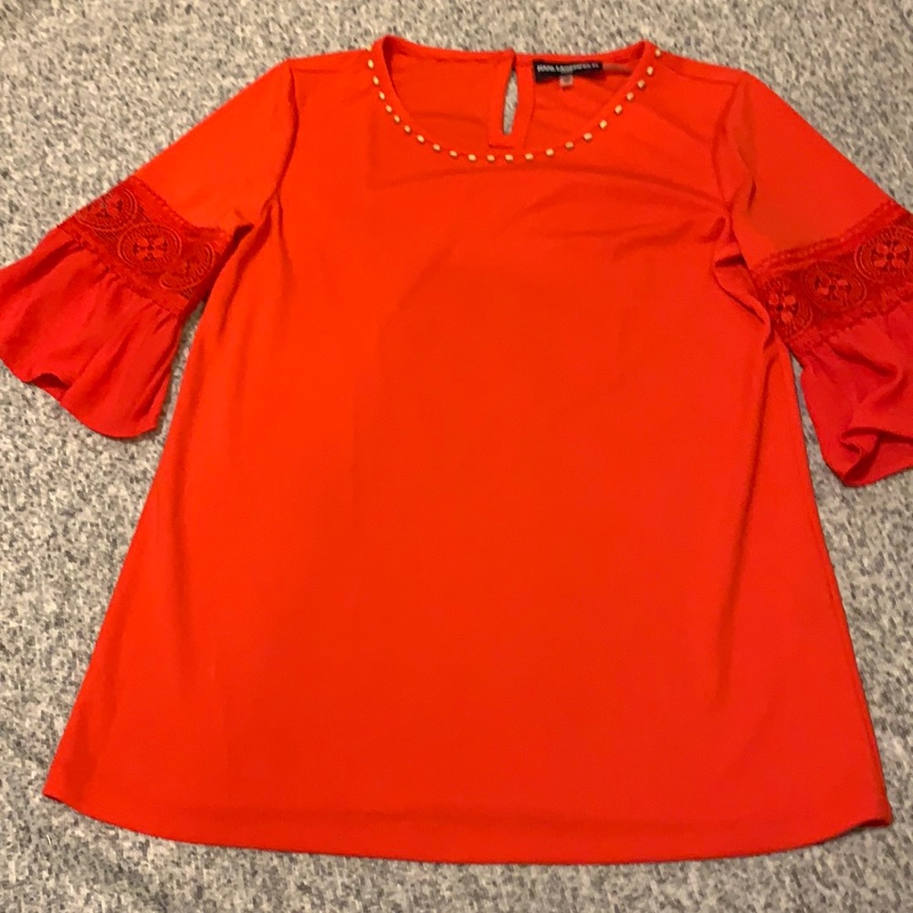 Karl Lagerfeld Pretty In Red Beaded Blouse